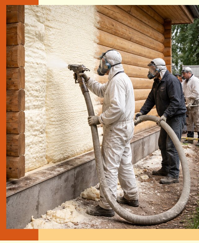 Утепление дома из бруса пенополиуретаном в Валуйках