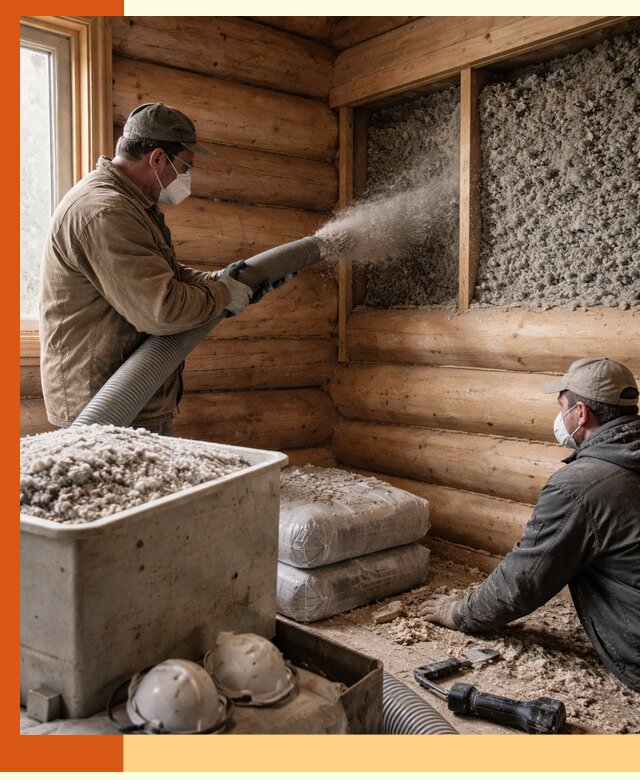 Утепление дома из бруса эковатой в Валуйках