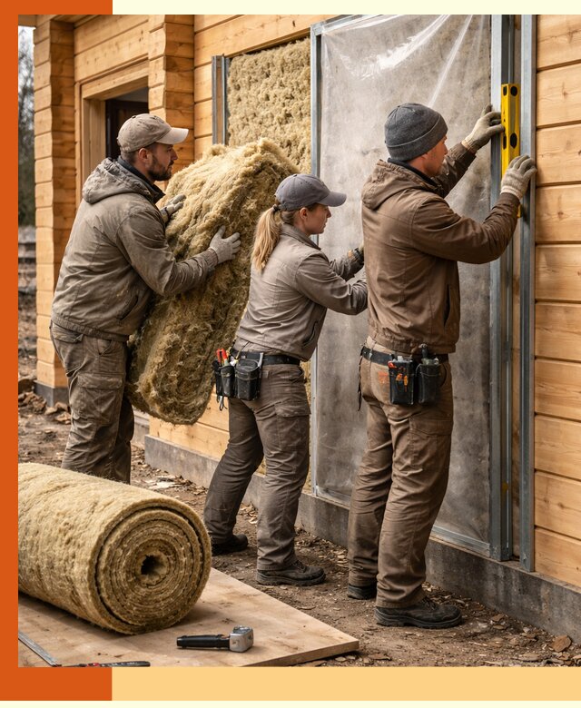Утепление дома из двойного бруса в Валуйках качественно и надёжно