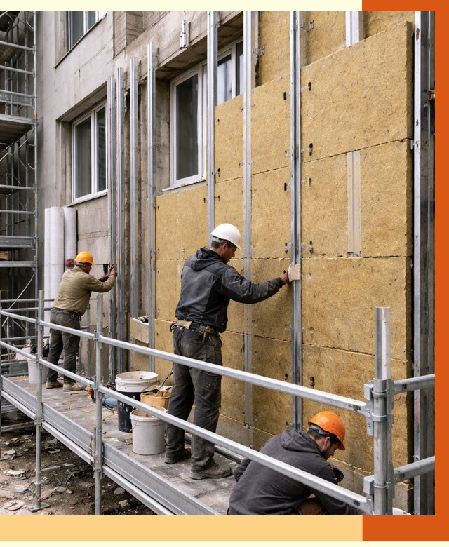 Утепление вентилируемого фасада в Валуйках от 5961 руб/м2 — монтаж и утепление вентфасад | ТепломастерВли