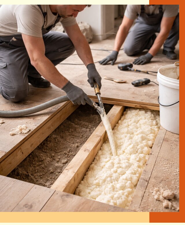 Заполнение пустот пола в Валуйках от 2874 руб. — утепление пустот пола под ключ | ТепломастерВли