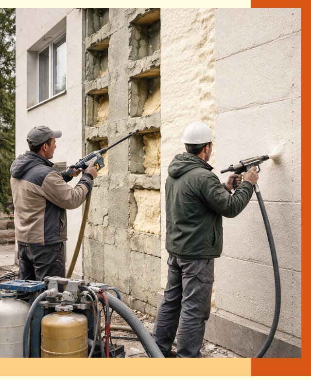 Заполнение пустот фасада в Валуйках от 4790 руб. — утепление пустот облицовки | ТепломастерВли